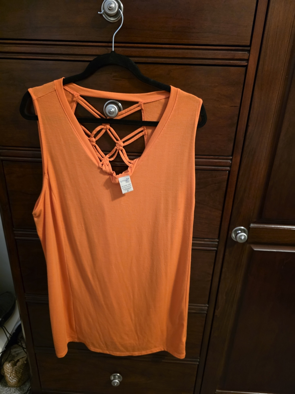 Terra & Sky Orange Macramé-Back Tank Top
